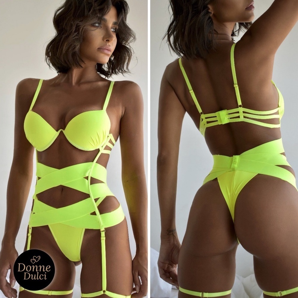 All This Appeal push-up bondage bodysuit with leg garter